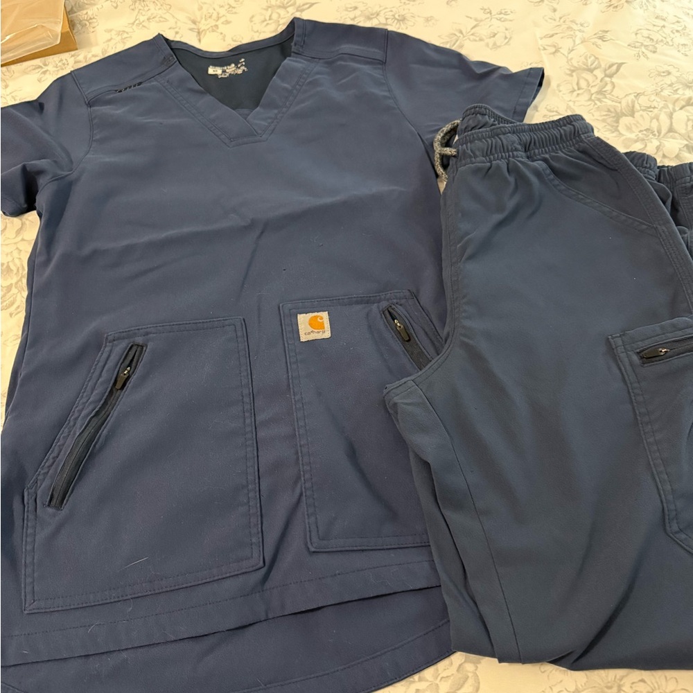 Carhartt Navy Blue Utility Scrub Top and Pants